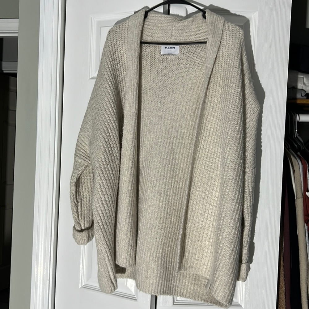 Cream long cardigan! Very warm and comfy. Size M